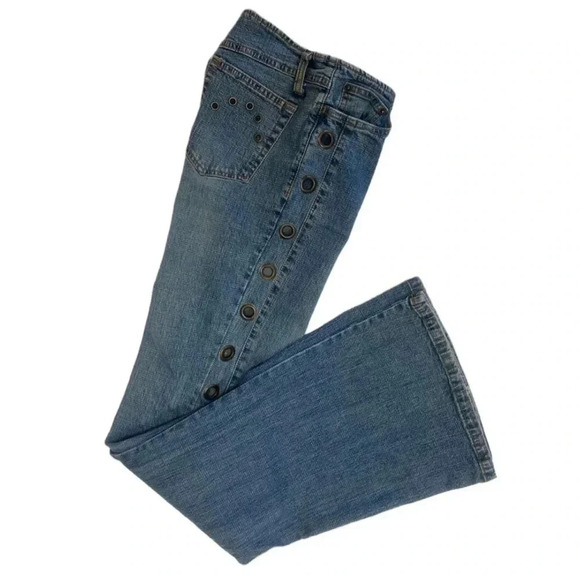 Garage Vintage Y2K Flare Bell Bottom Grommet  Detail Jeans Size 9 - Picture 9 of 15